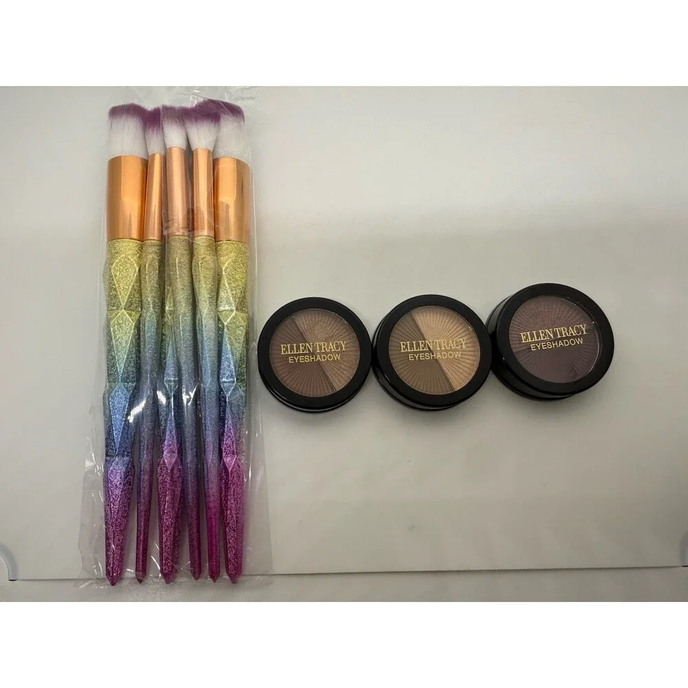 City Color Cosmetics Vibrant Rainbow Brush 6, Ellen Tracy 3‎ Eyeshadows Matte